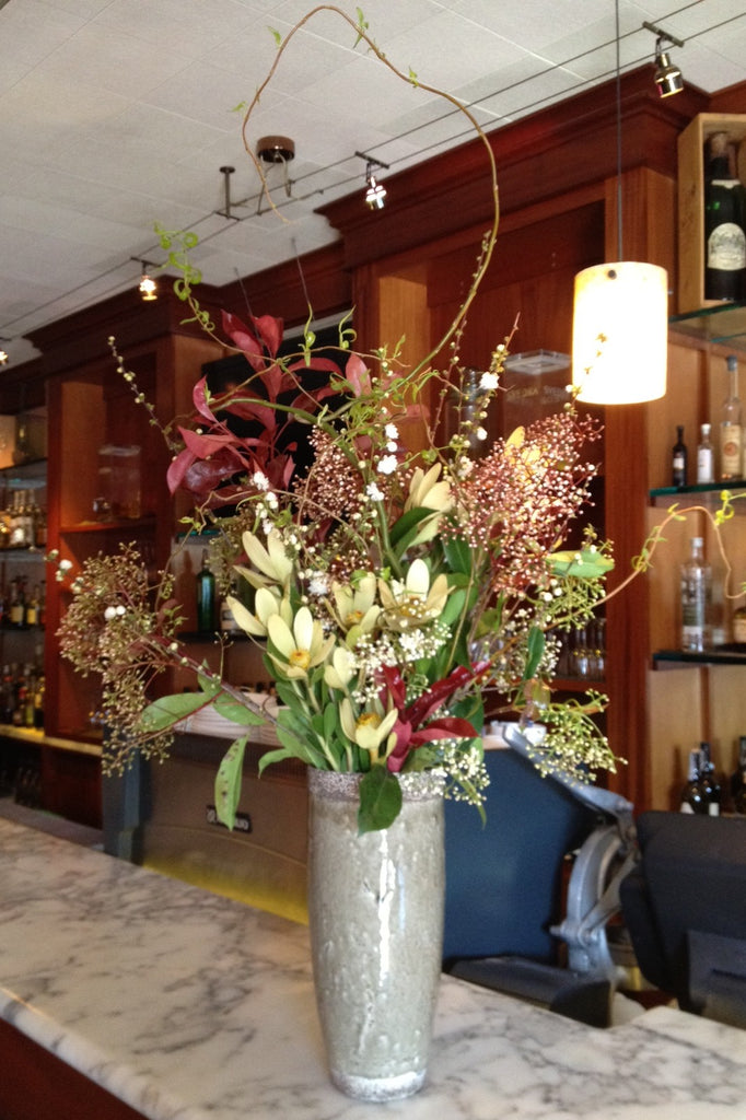 branchy and wild arrangement for local farm to table restaurant in Berkeley by Gorgeous and Green