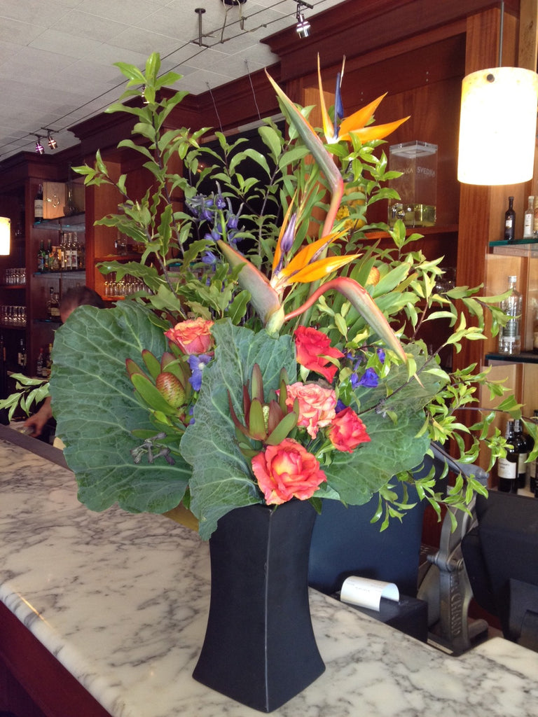 tropical cabbage arrangement for a local farm to table restaurant in berkeley by gorgeous and green