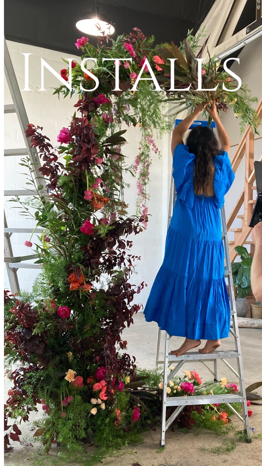 Hanging greenery flower installation - Floral V Designs